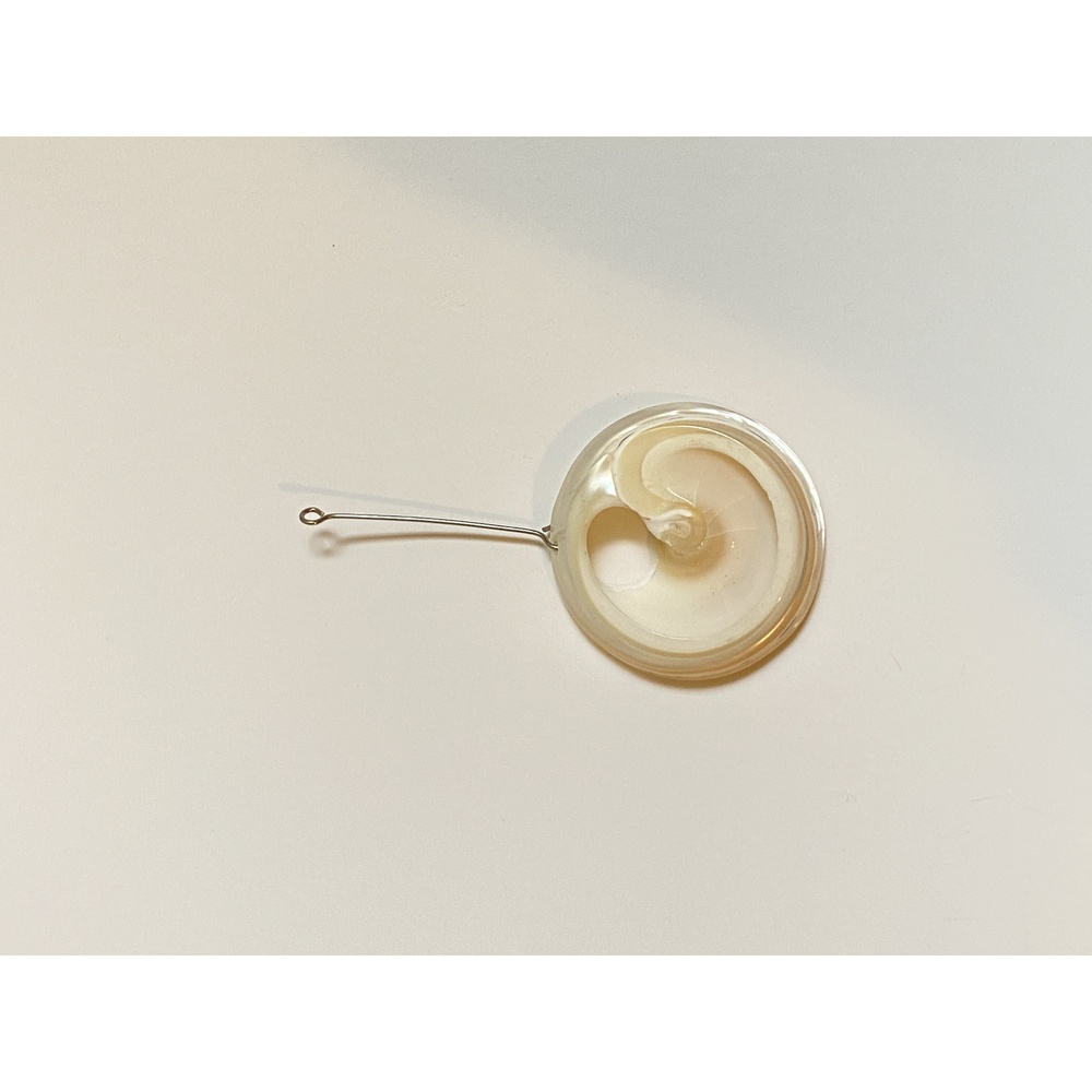 Vintage Natural Shell Pendant With Wire Loop For Jewelry Making